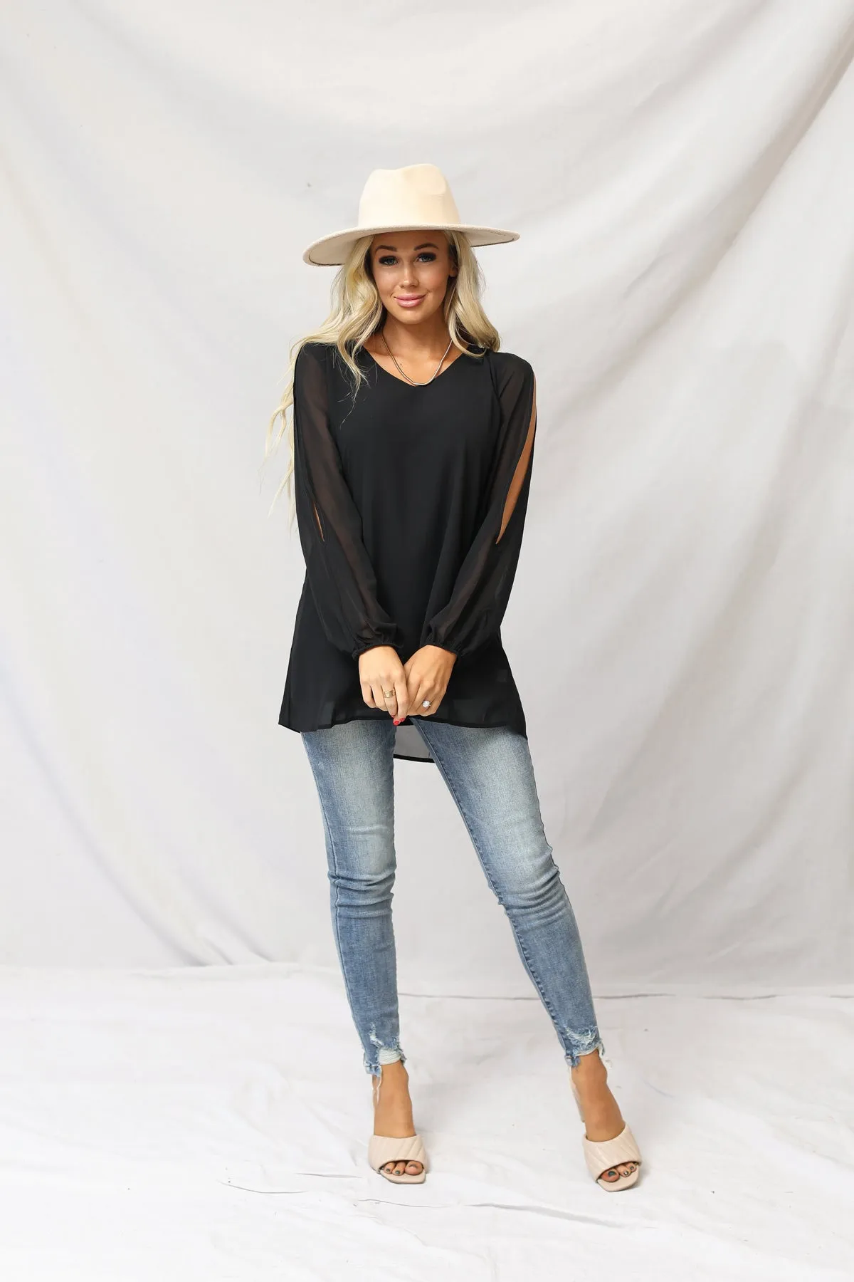 Meg Chiffon Slit Top