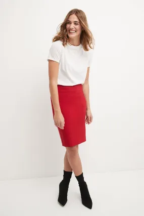 Midi Pencil Skirt with Pull-on Style Design