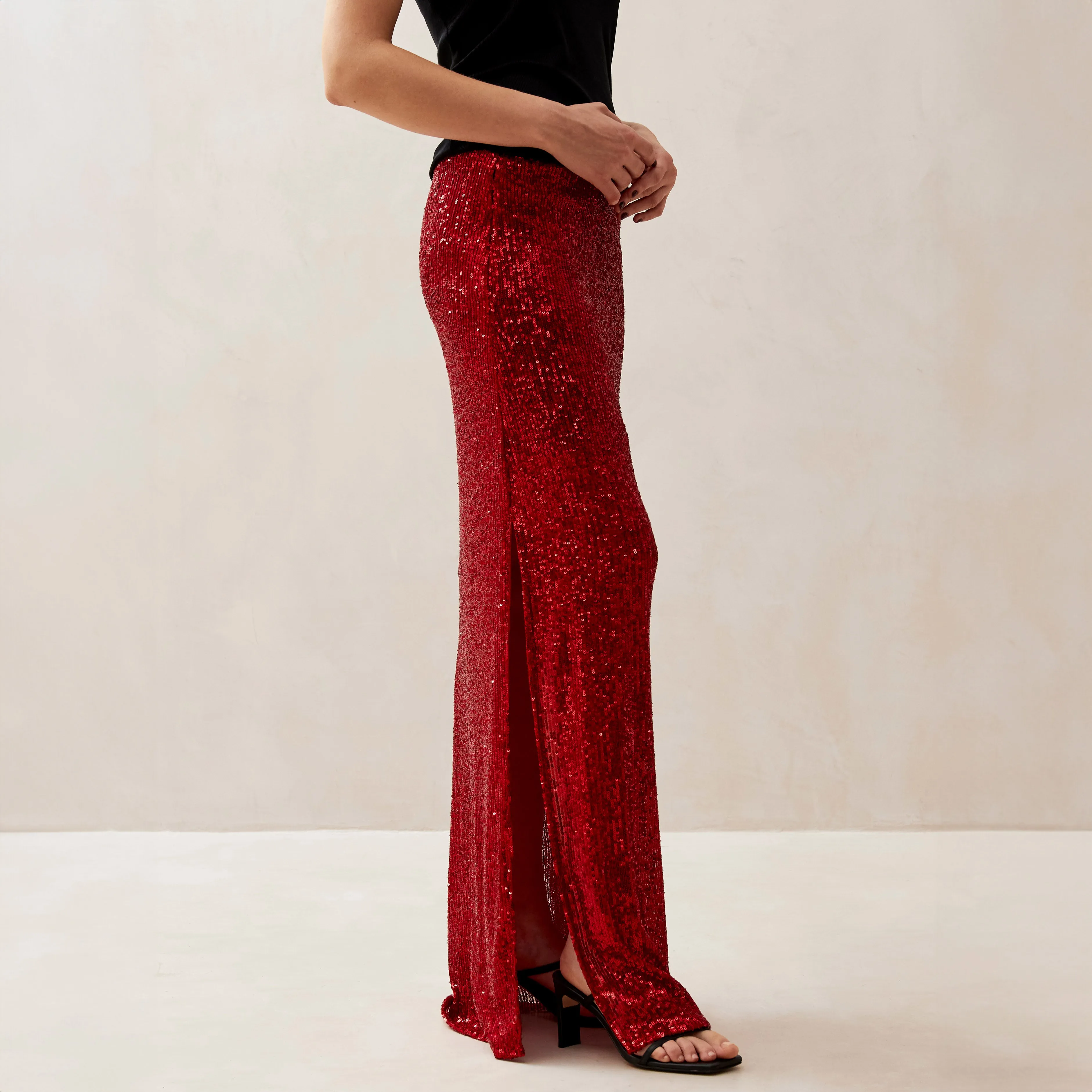 Red Shimmer Mini Skirt - Stylish and Glamorous Option