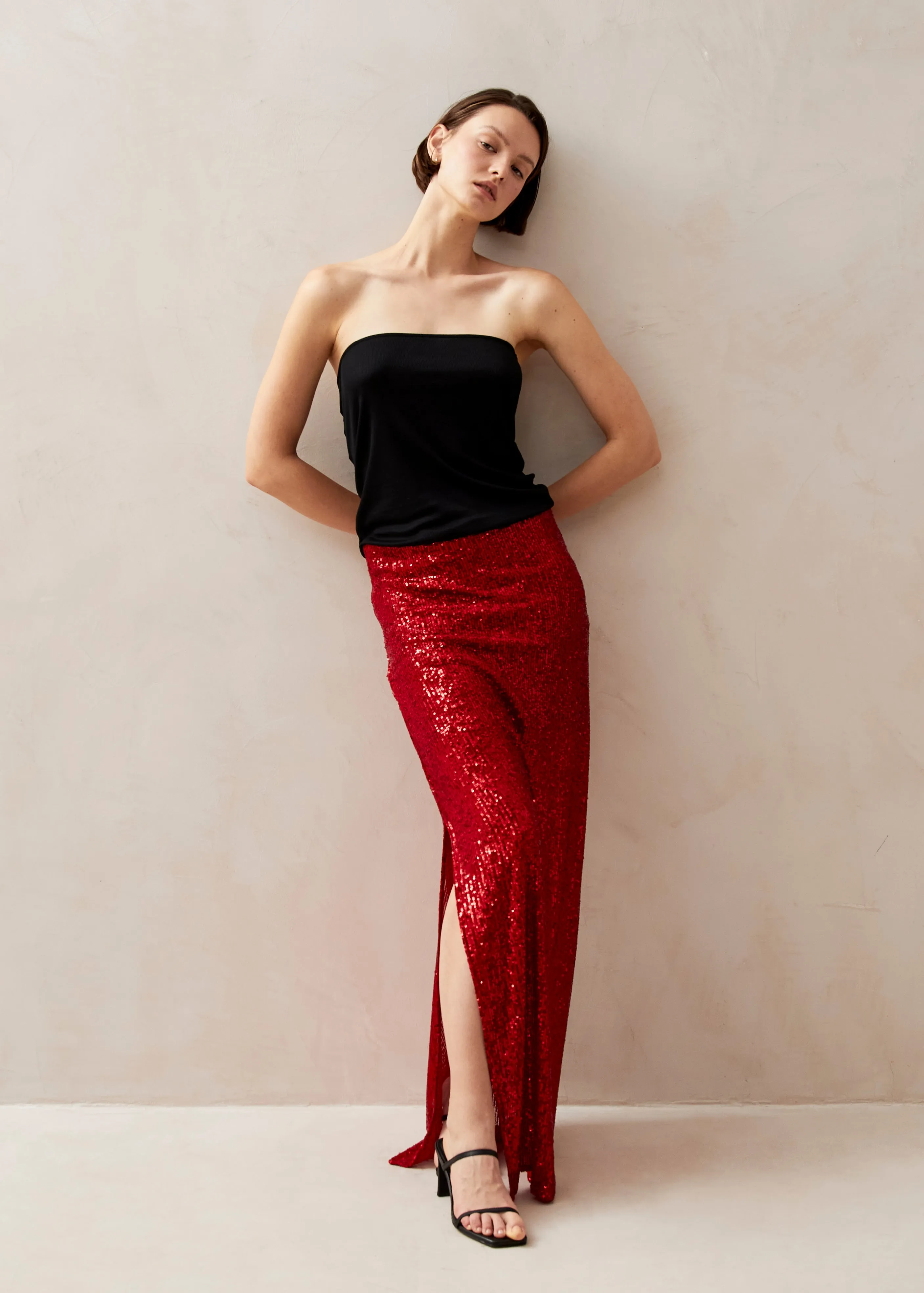 Red Shimmer Mini Skirt - Stylish and Glamorous Option