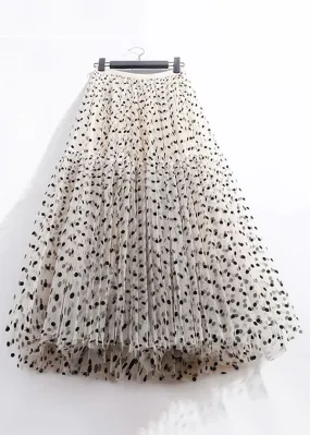 New Apricot Wrinkled Dot High Waist Tulle Skirt AS1047