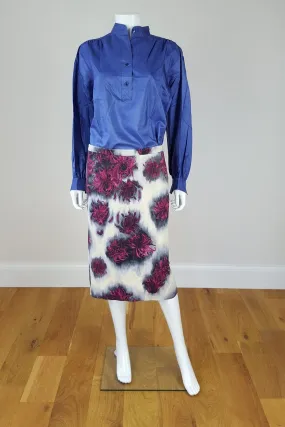 NO. 21 ALESSANDRO DELL'ACQUA Floral Print Satin Pencil Skirt (UK 8)