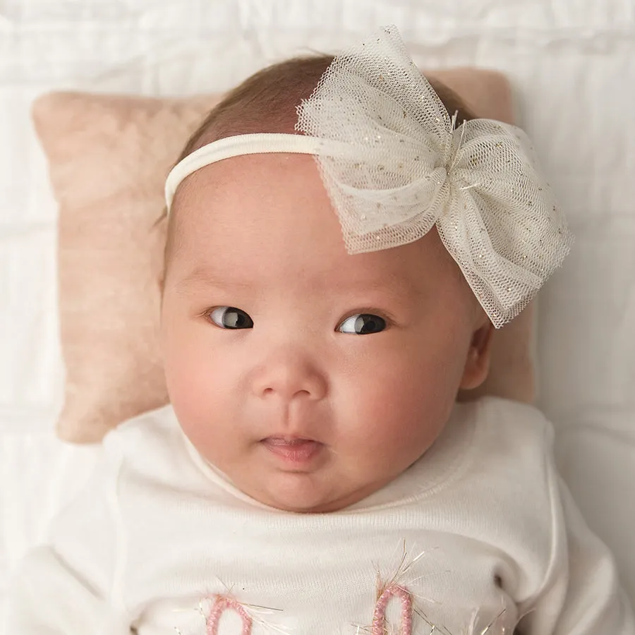 oh baby! Glinda Bow Nylon Headband - Ivory