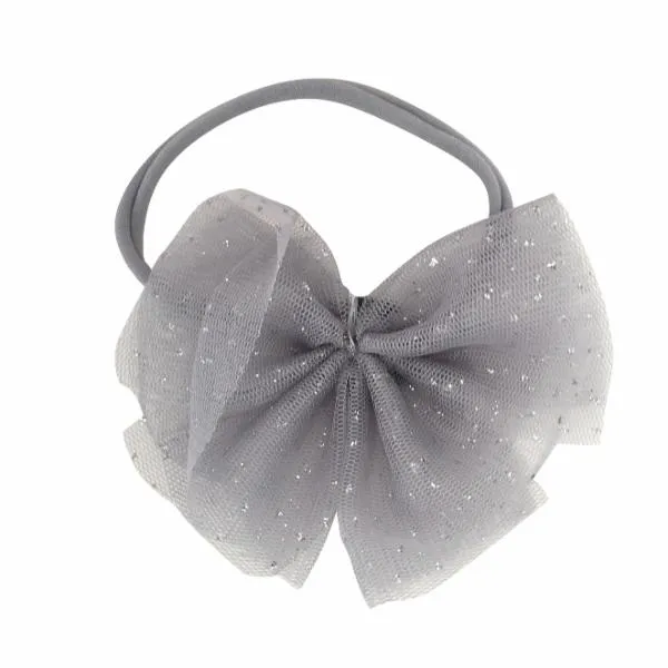 oh baby! Glinda Bow Nylon Headband - Silver