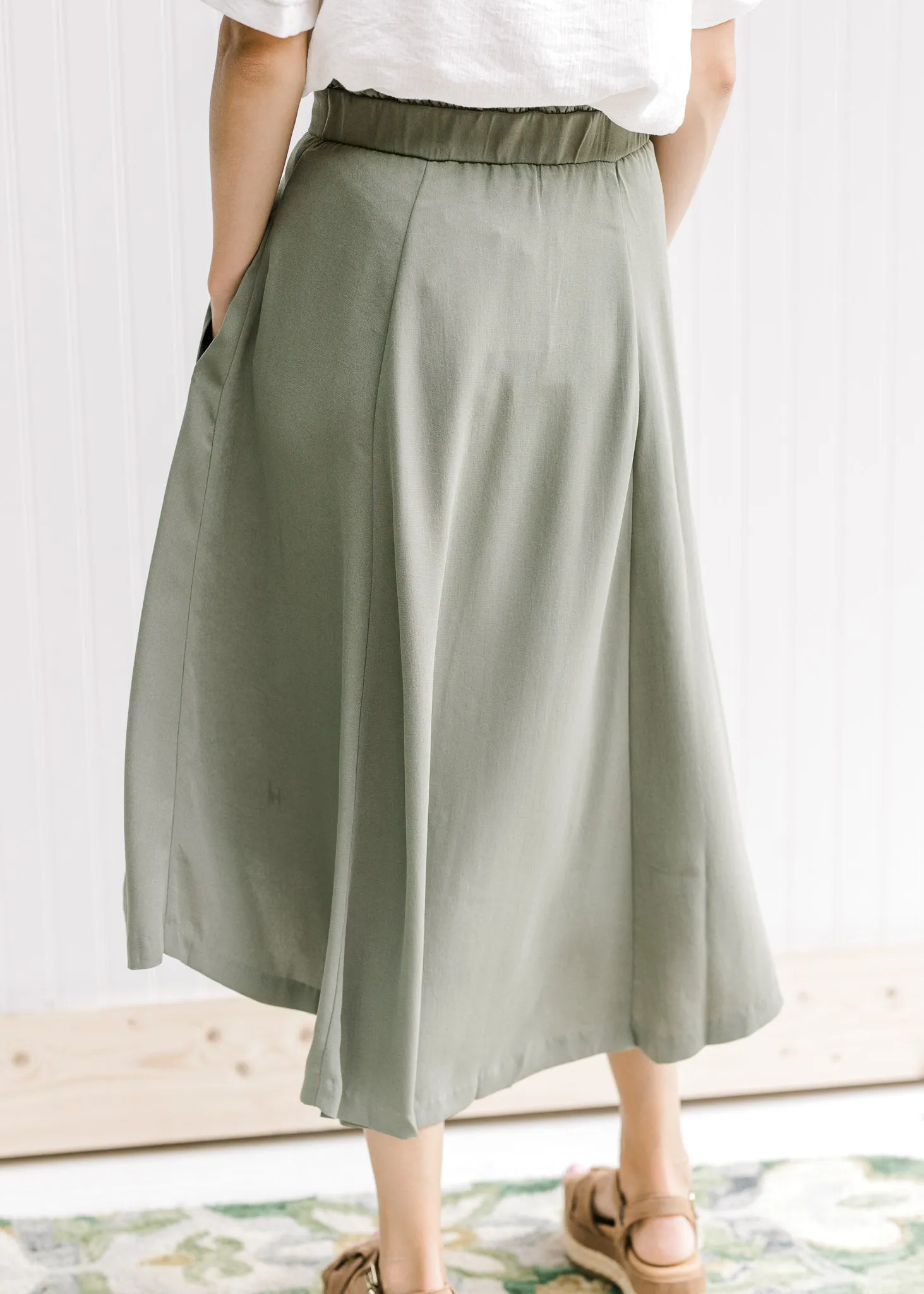 Olive Swing Button Skirt