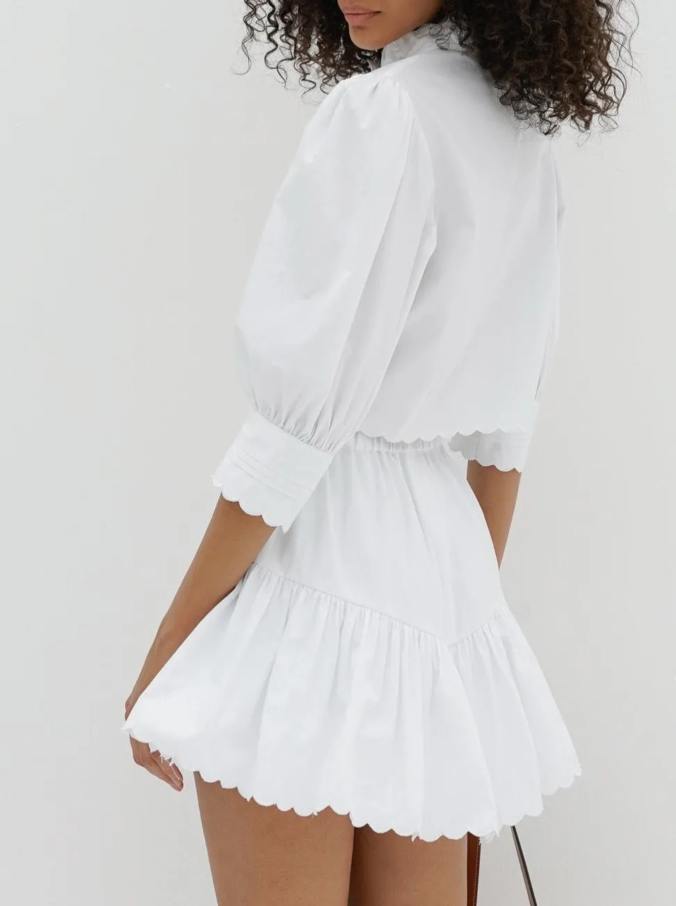 Paulette Scalloped Cotton Skort | White