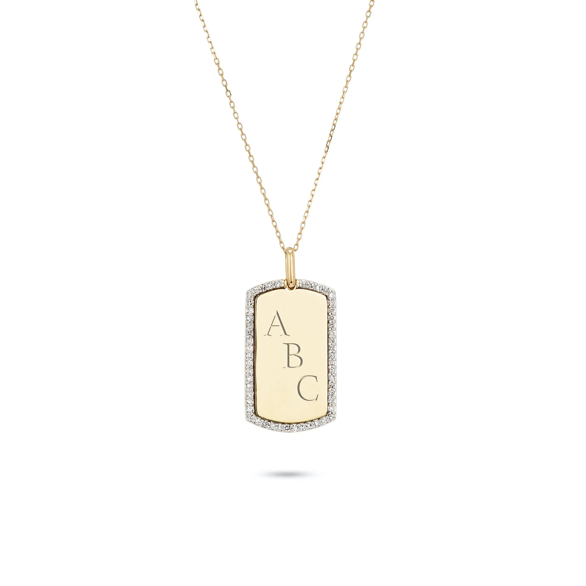 Pave Dog tag necklace