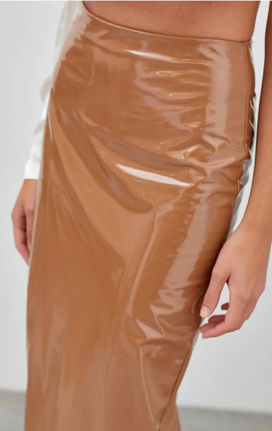 Pleather knee length pencil skirt