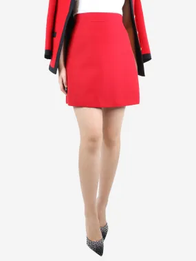 Red wool and silk blend mini skirt - size UK 10