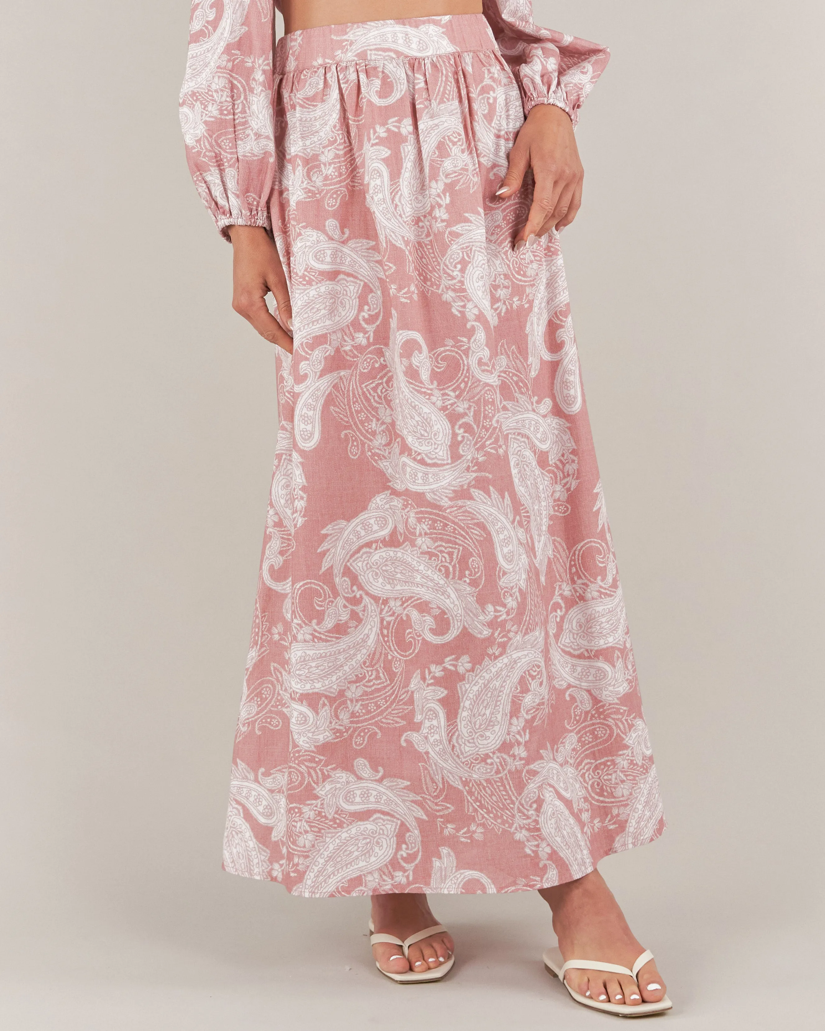 Rosa Paisley Linen Maxi Skirt