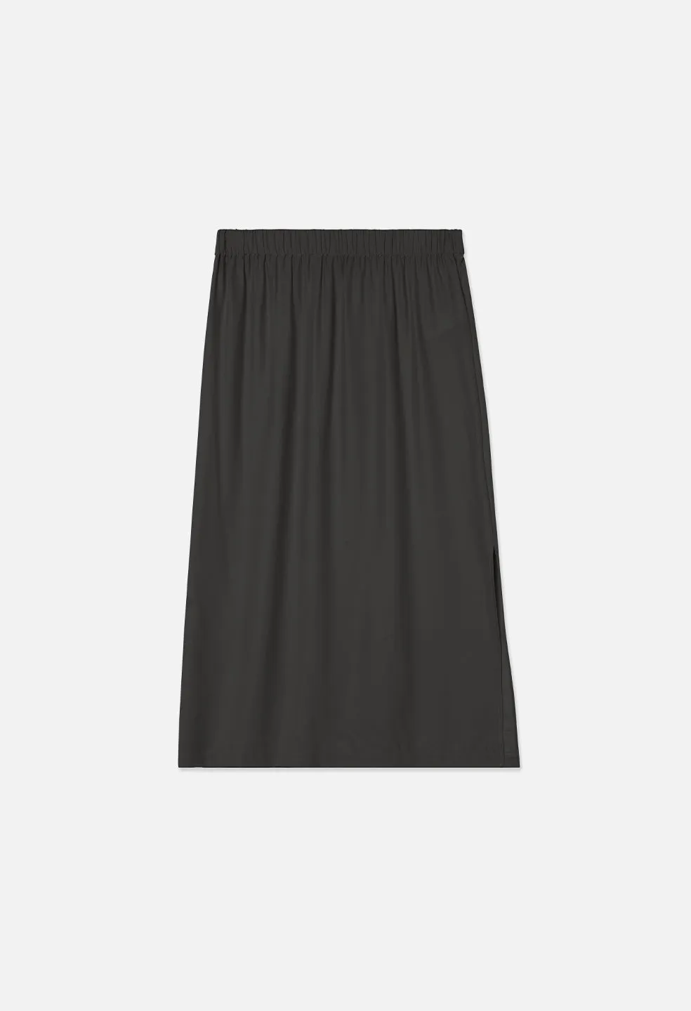 Silk Midi Slip Skirt / Black