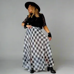 Simple Moderne Maxi Gray Plaid Skirt