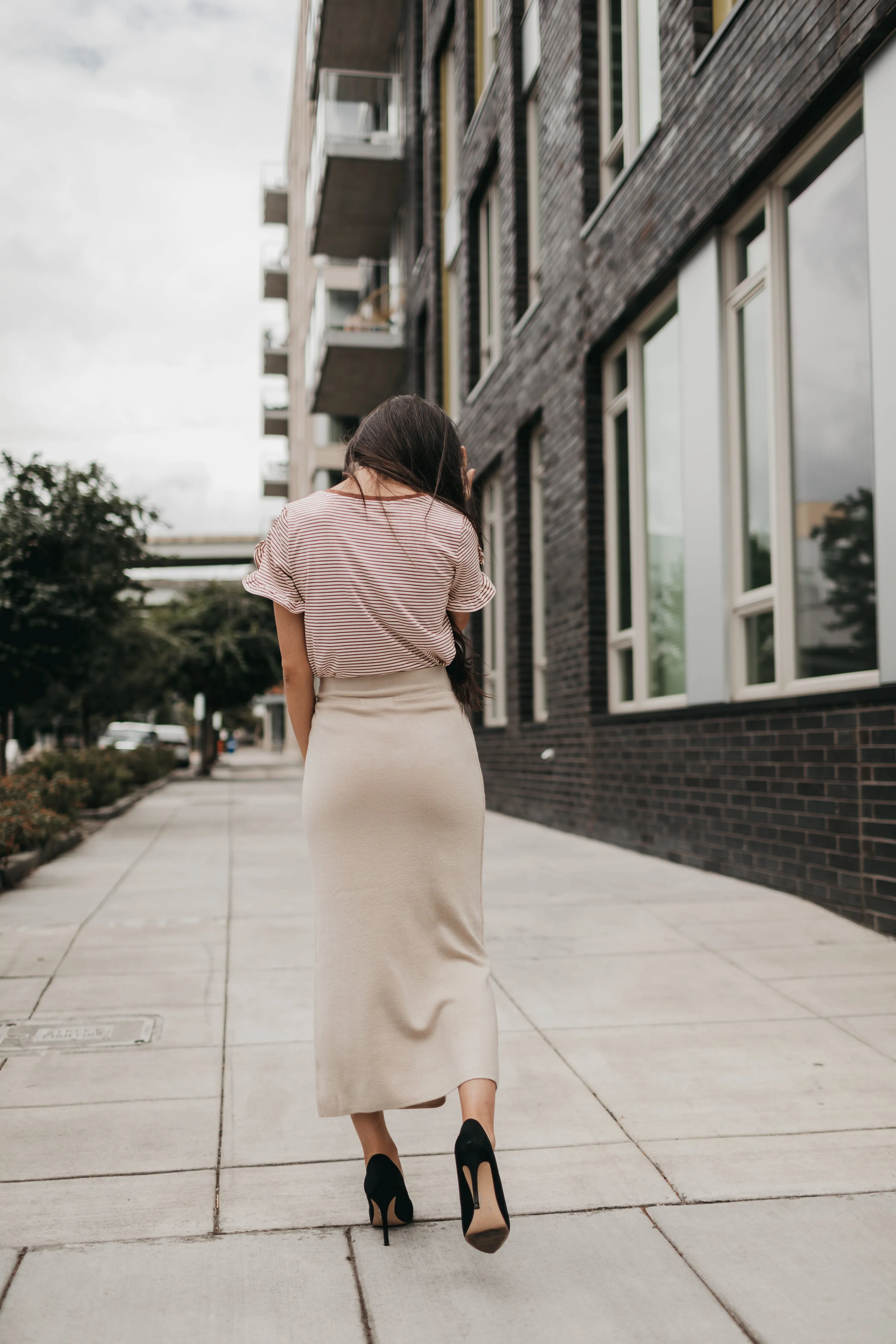 Sofia Wrap Sweater Skirt in Taupe