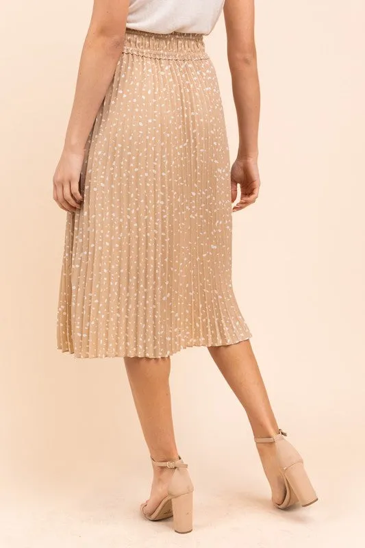 Spotted in Spring Midi Skirt in Taupe