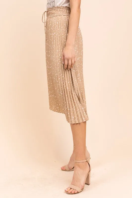 Spotted in Spring Midi Skirt in Taupe