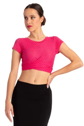 Textured Monochrome Waist Tie Crop Top