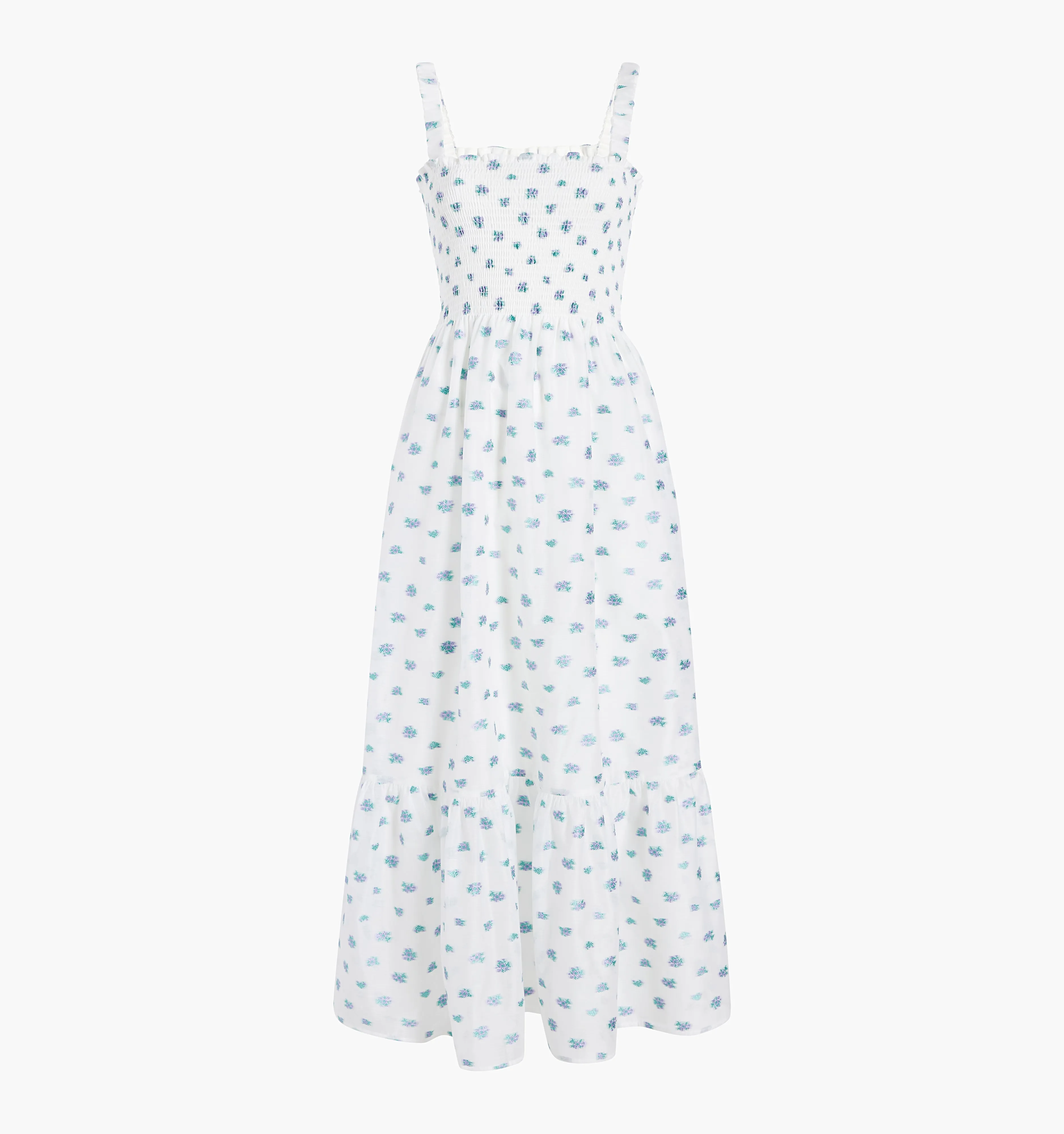 The Organza Anjuli Nap Dress - Spearmint/Lilac Floral Jacquard