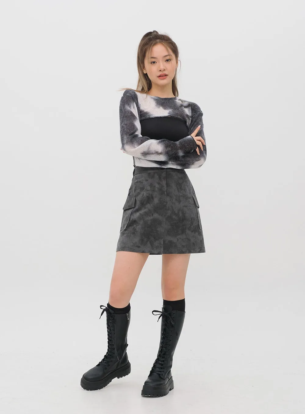 Tie Dye Cargo Mini Skirt CM11