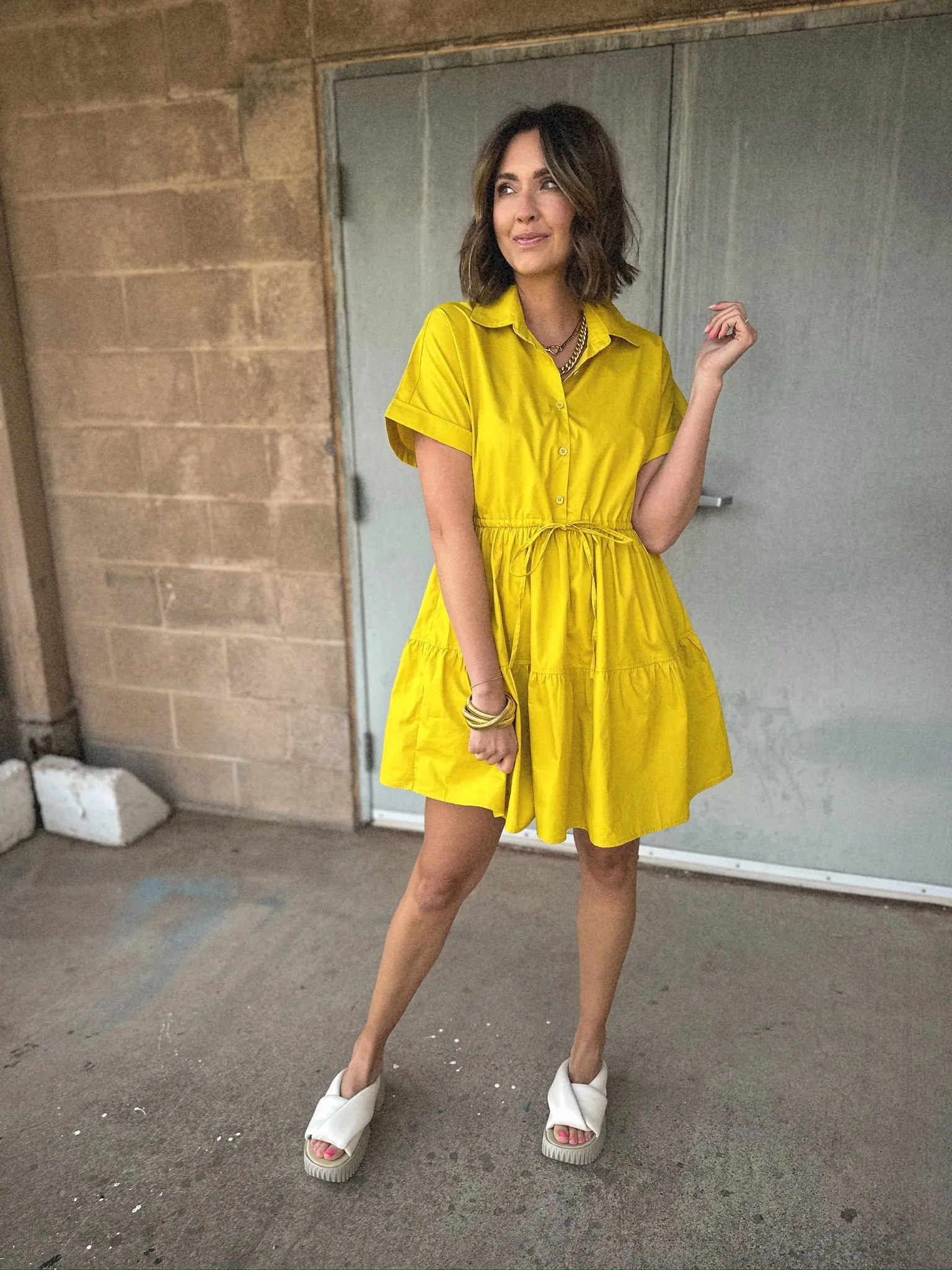 Tilda Shirt Mini Dress | Mustard