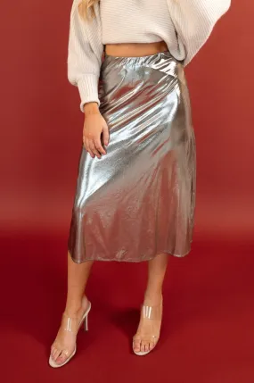 Twilight Twirl Metallic Midi Skirt - Final Sale