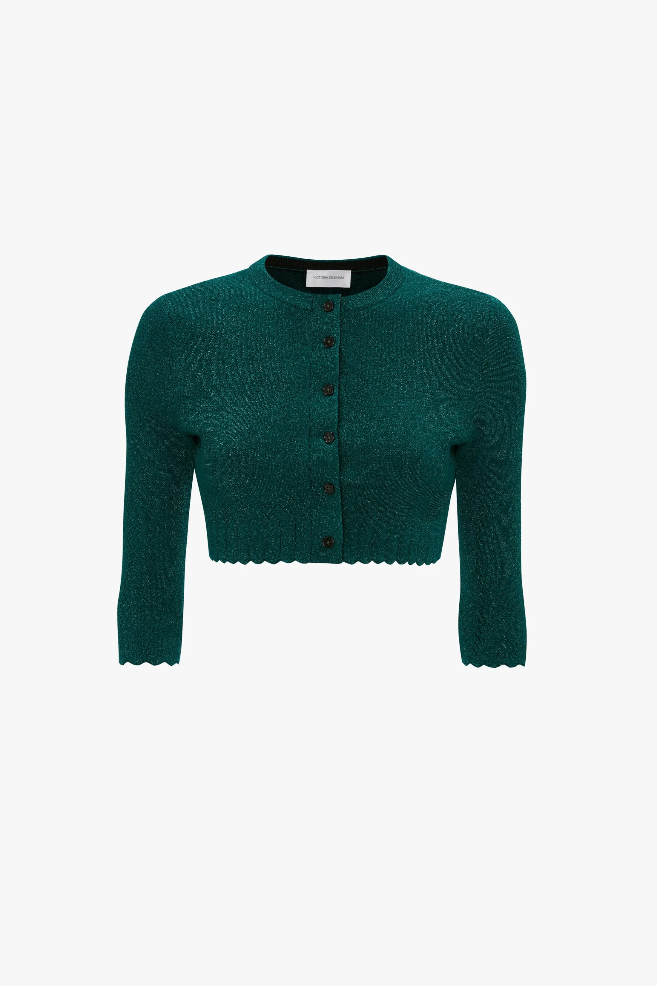 VB Body Cropped Cardi In Lurex Green