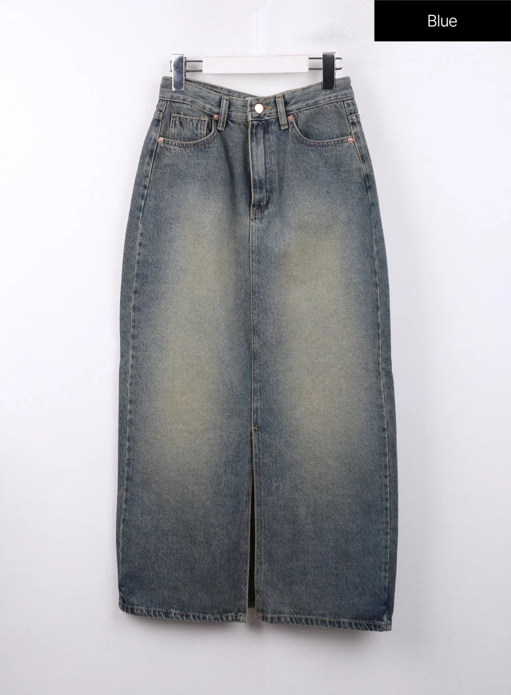 Washed Denim Maxi Skirt CJ422