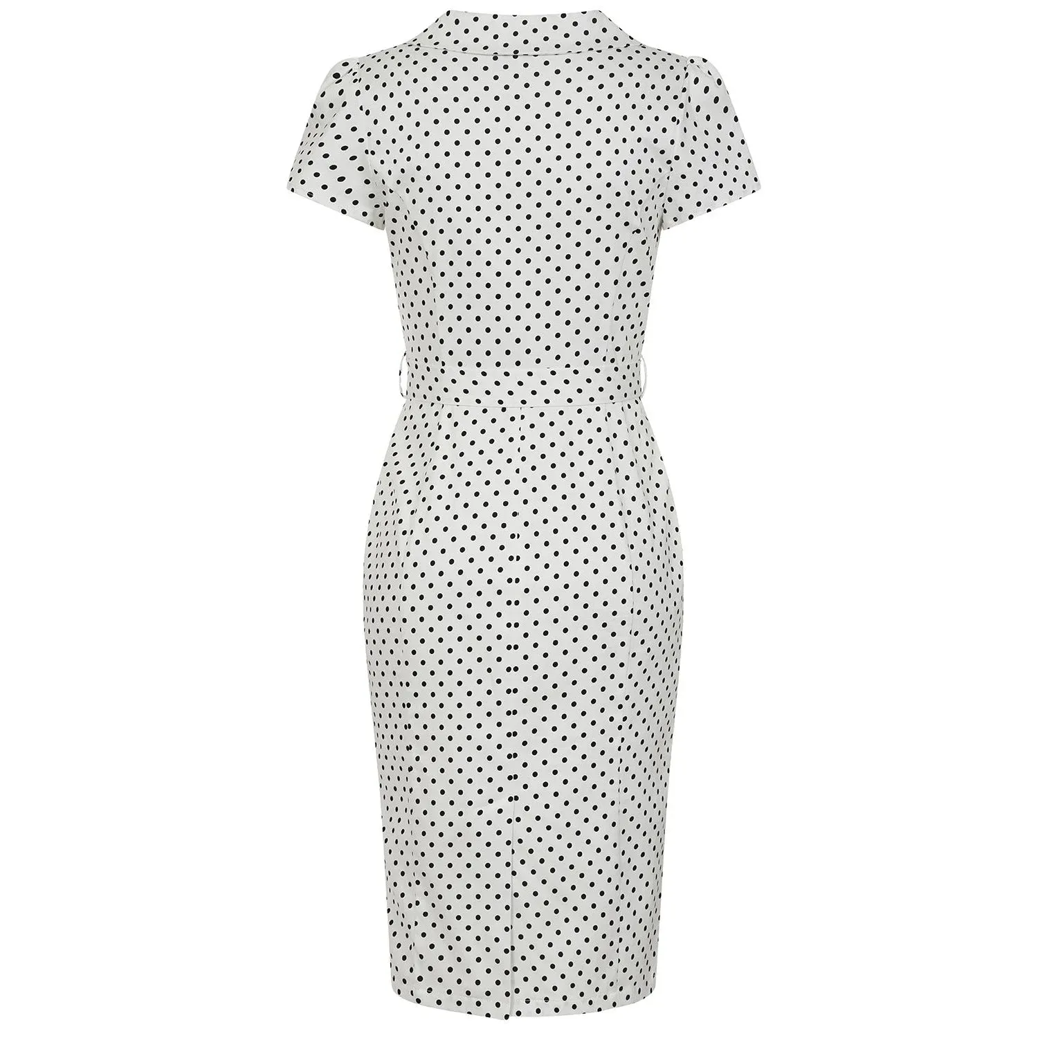 White And Black Polka Dot Classic 40s Vintage Wiggle Dress