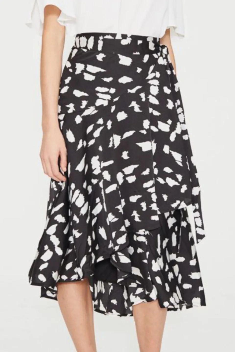 Wild Cat Wrap Black Midi Skirt