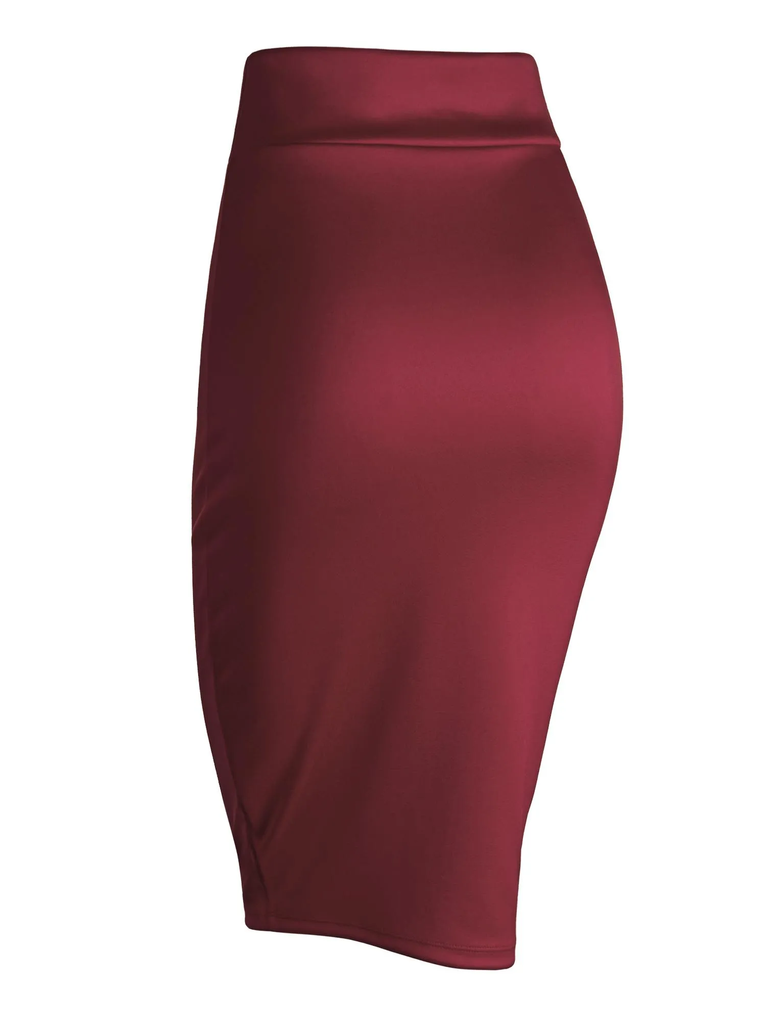 Women's Elastic Waist Stretch Bodycon Midi Knee Length Pencil Skirt