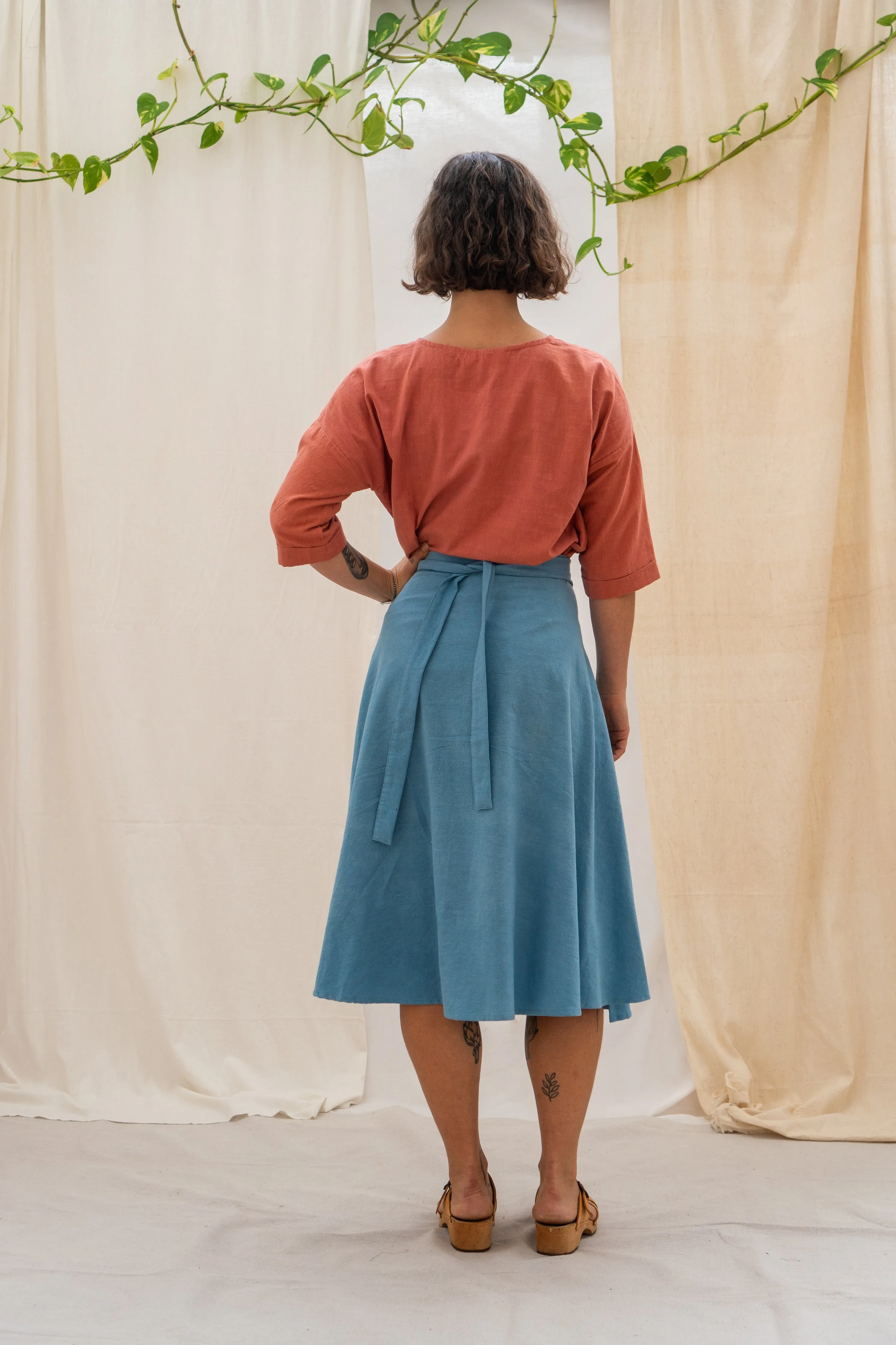 Wrap Midi Skirt - Sky